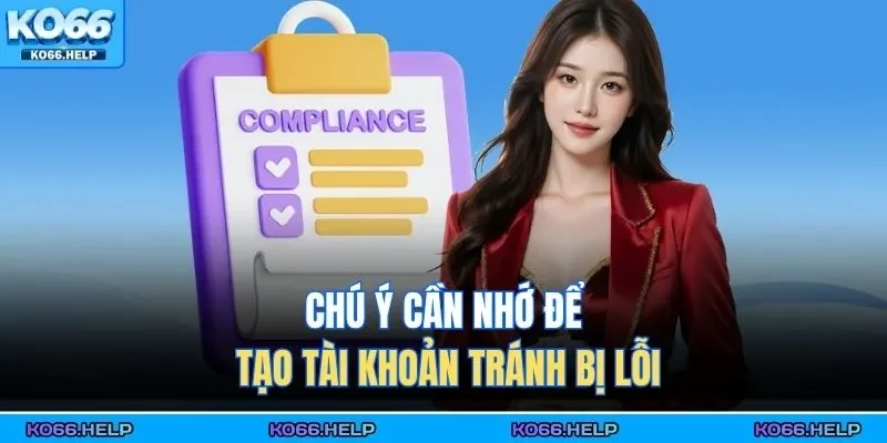 Chú ý cần nhớ để tạo tài khoản tránh bị lỗi